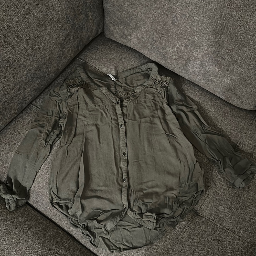 Olive green long sleeve top